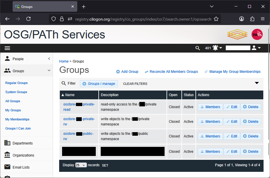 COmanage: list of groups you manage